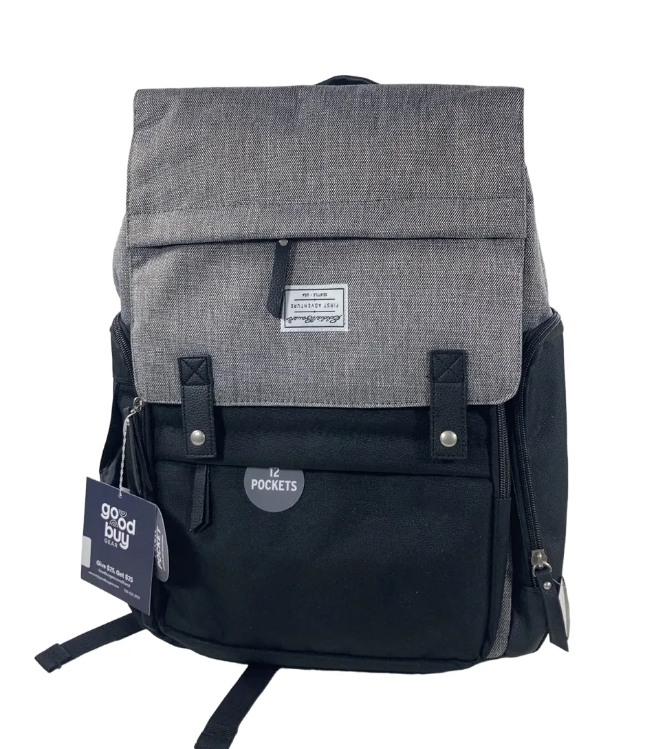 Eddie Bauer Cascade Backpack Diaper Bag, Black/Grey