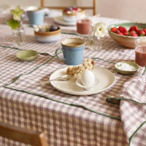 Elderberry Gingham 100% Linen Placemats Set of 4 Piglet In Bed