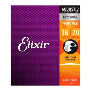 Elixir 11308 - Nanoweb 16-70 8 String Baritone Guitar Strings