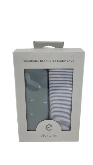 Ely's & Co. Wearable Blanket Baby Sleep Bag, Blue Leaf & Stripes