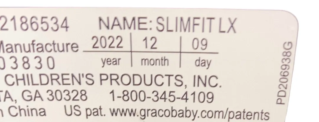 Graco SlimFit LX 3-in-1 Car Seat, 2022, Shaw