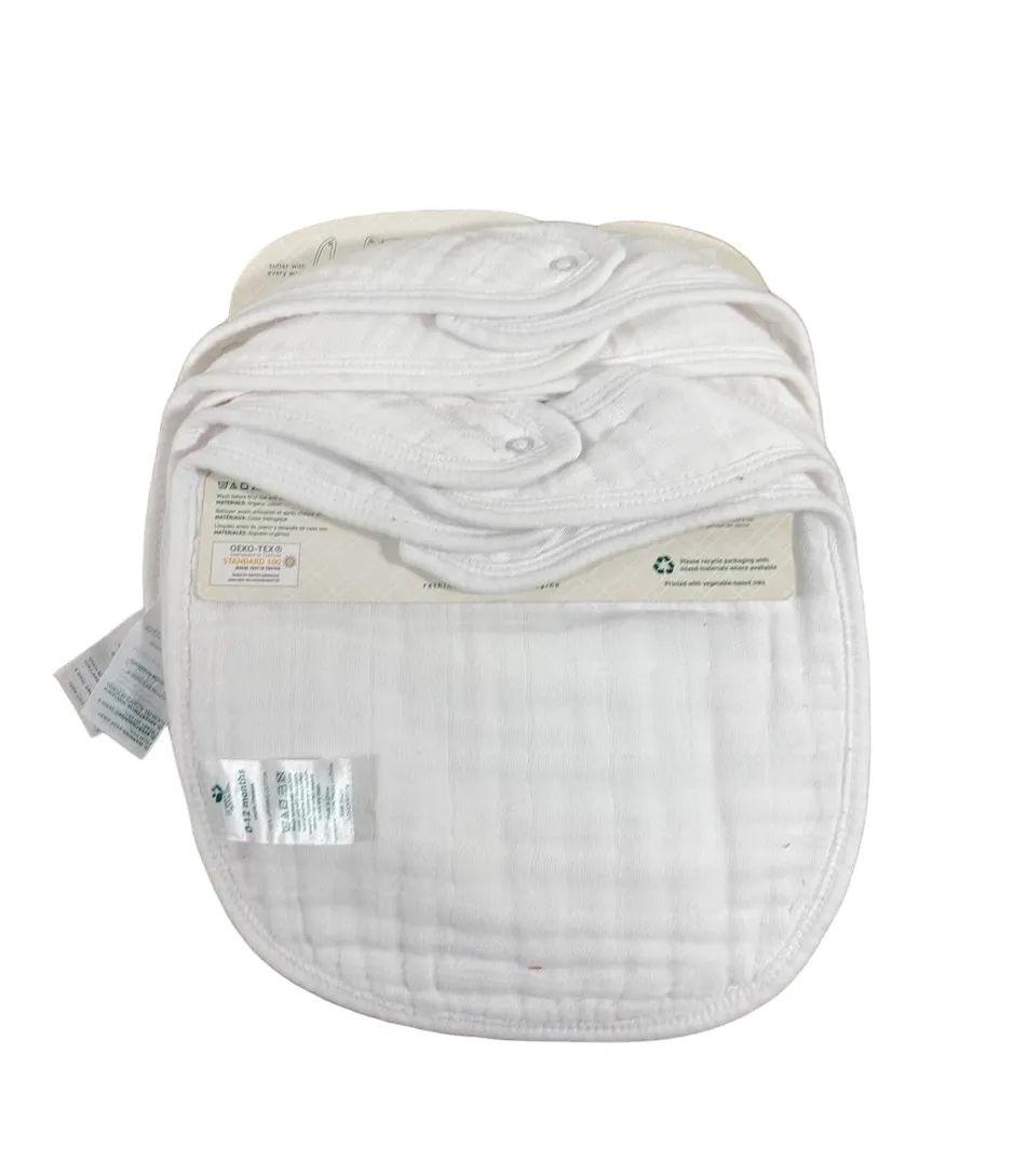 Green Sprouts Muslin Bibs, White, 5 Pack