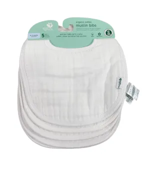 Green Sprouts Muslin Bibs, White, 5 Pack