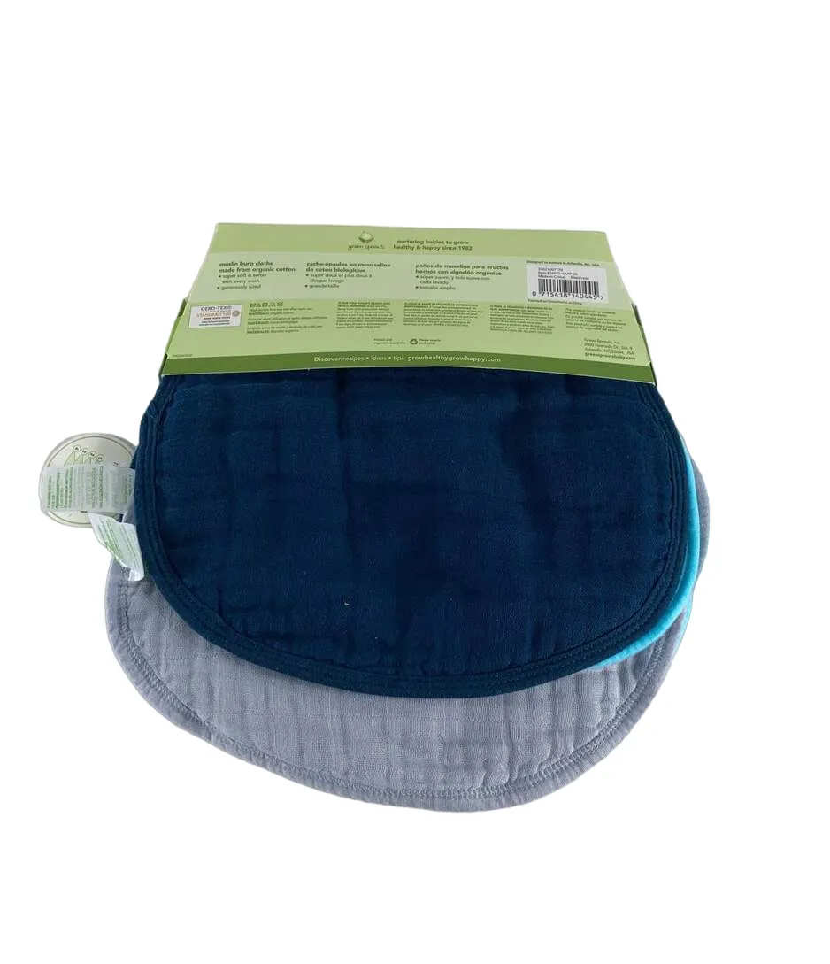 Green Sprouts Muslin Burp Cloths, Blue, 3 Pack
