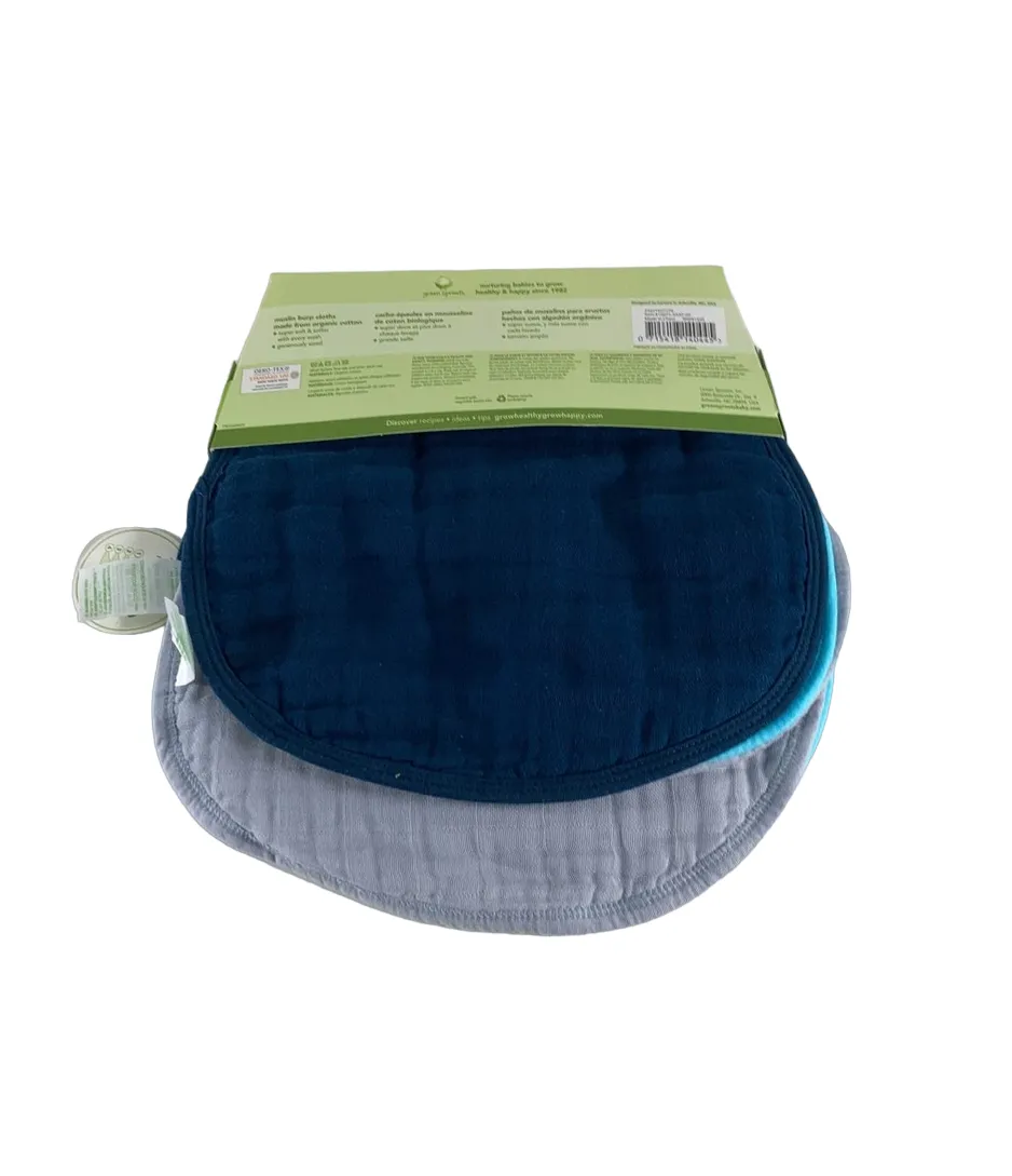Green Sprouts Muslin Burp Cloths, Blue, 3 Pack