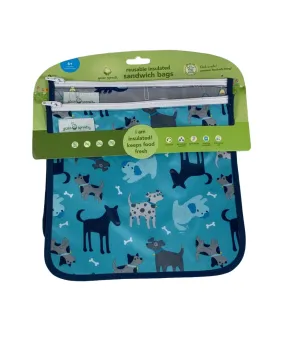 Green Sprouts Reusable Insulated Sandwich Bags, Aqua Dogs Set
