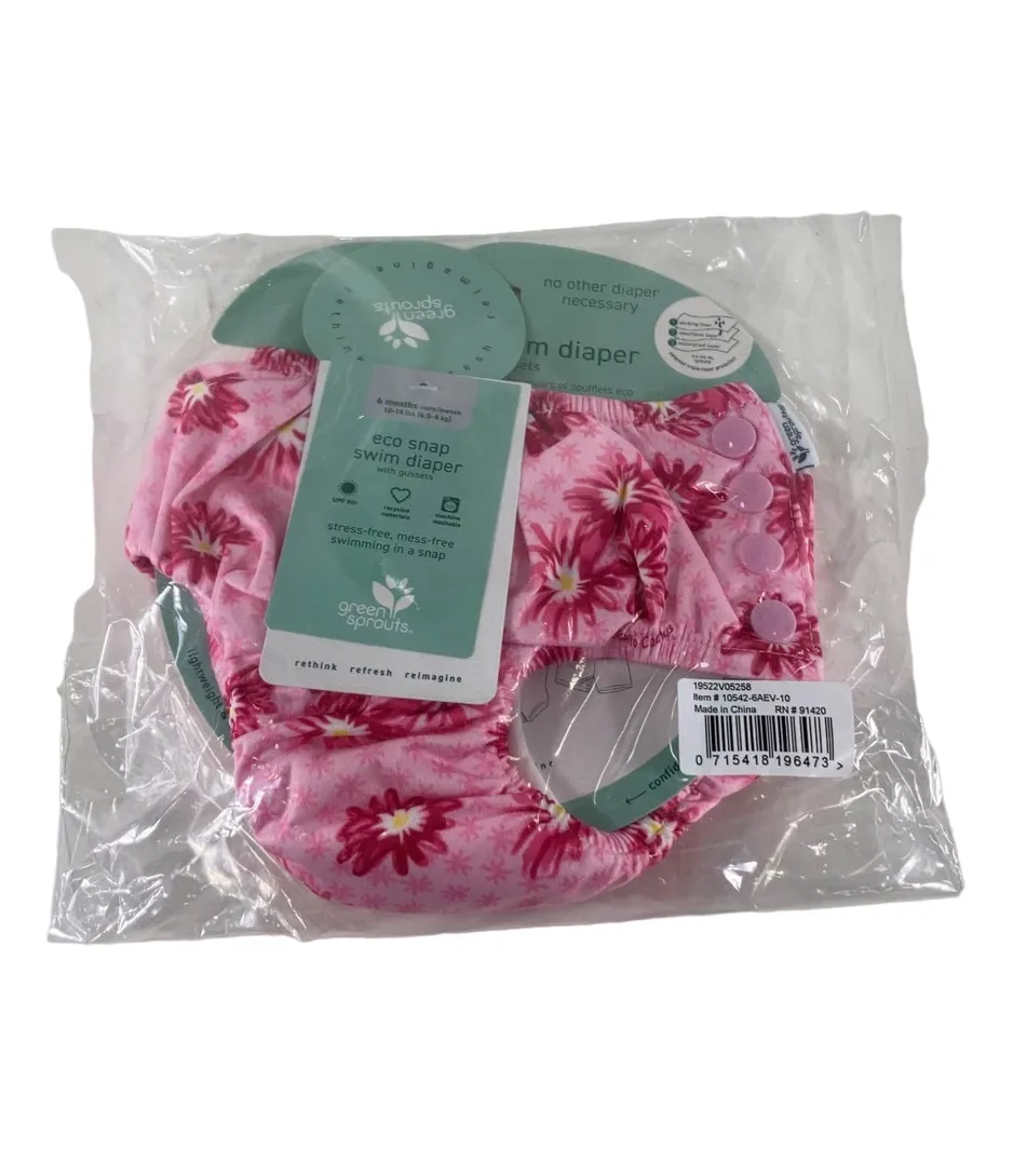 Green Sprouts Swim Diaper, 6 Months, Pink Chilenito Cactus Flower