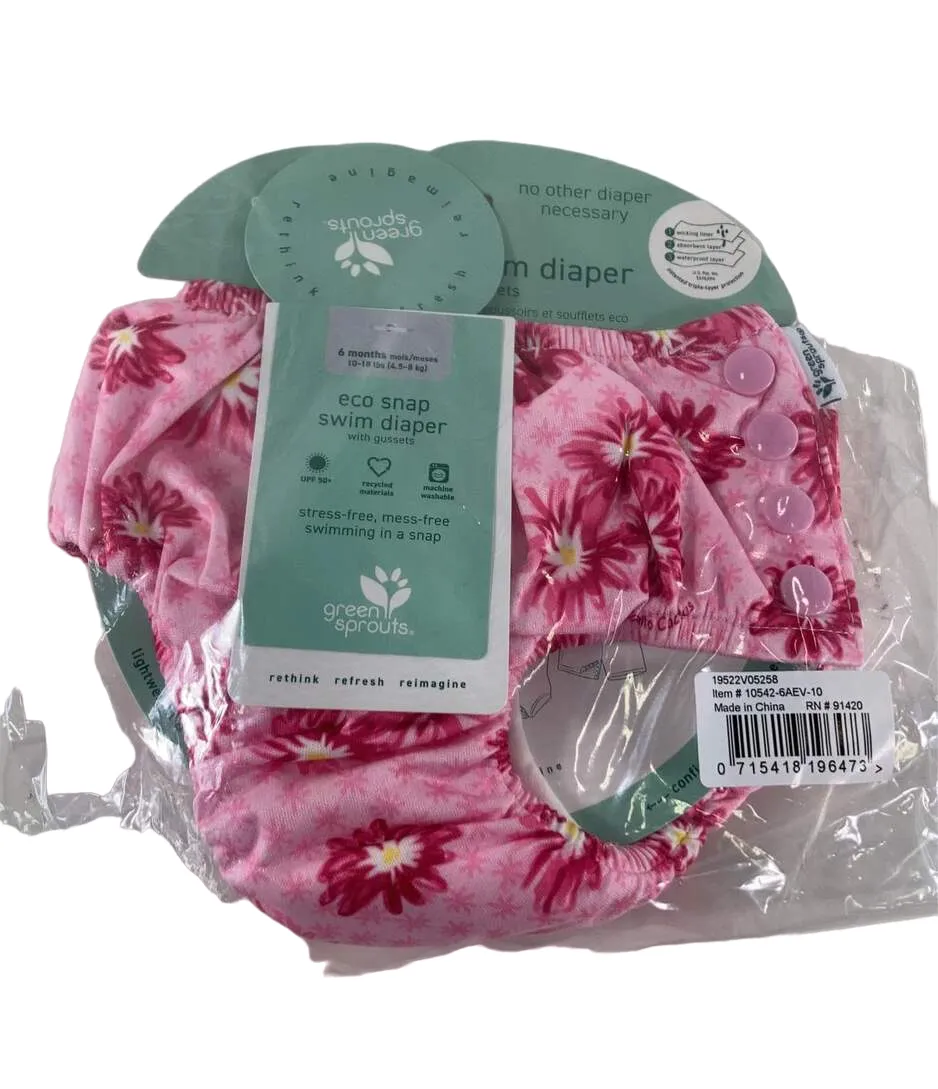 Green Sprouts Swim Diaper, 6 Months, Pink Chilenito Cactus Flower