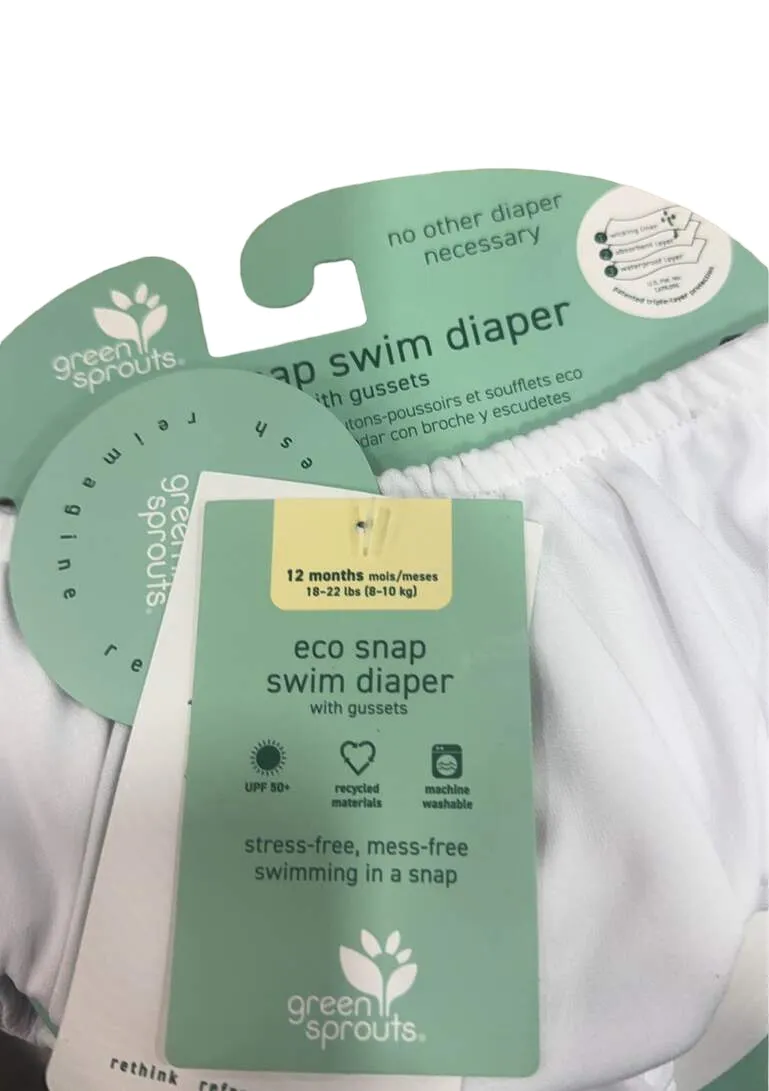 Green Sprouts Swim Diaper, 6 Months, Snap White