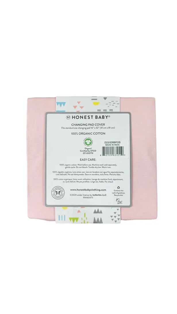 Honest Baby Organic Cotton Changing Pad Cover, Light Pink