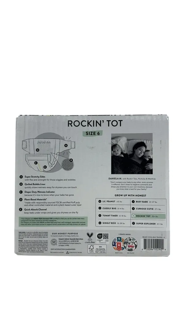 Honest Company Club Box Diapers, Size 6, Beary Cool/Big Trucks, 40 Count