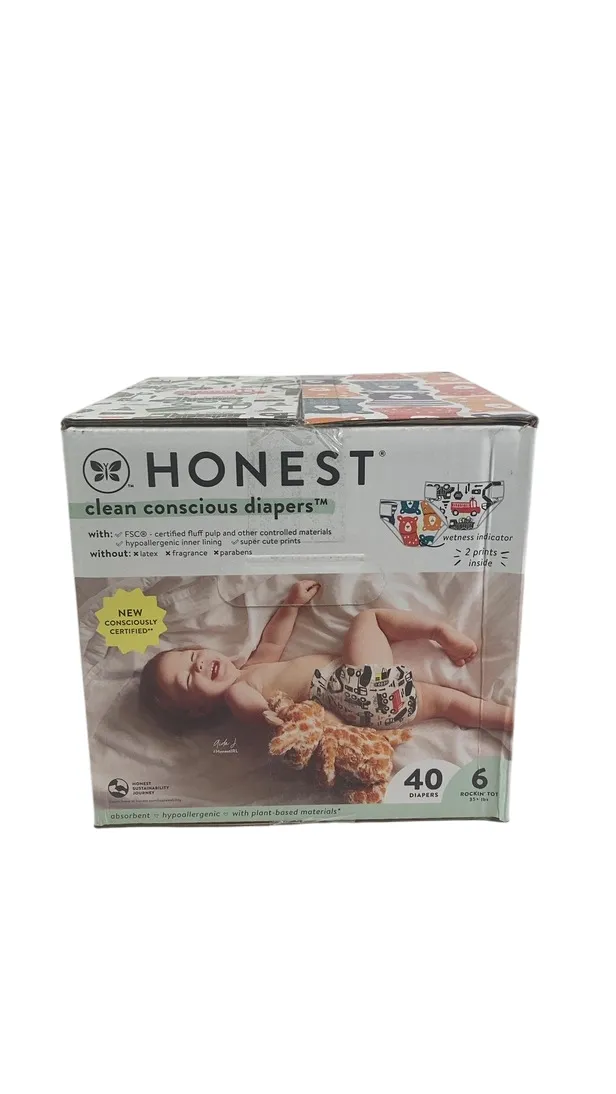 Honest Company Club Box Diapers, Size 6, Beary Cool/Big Trucks