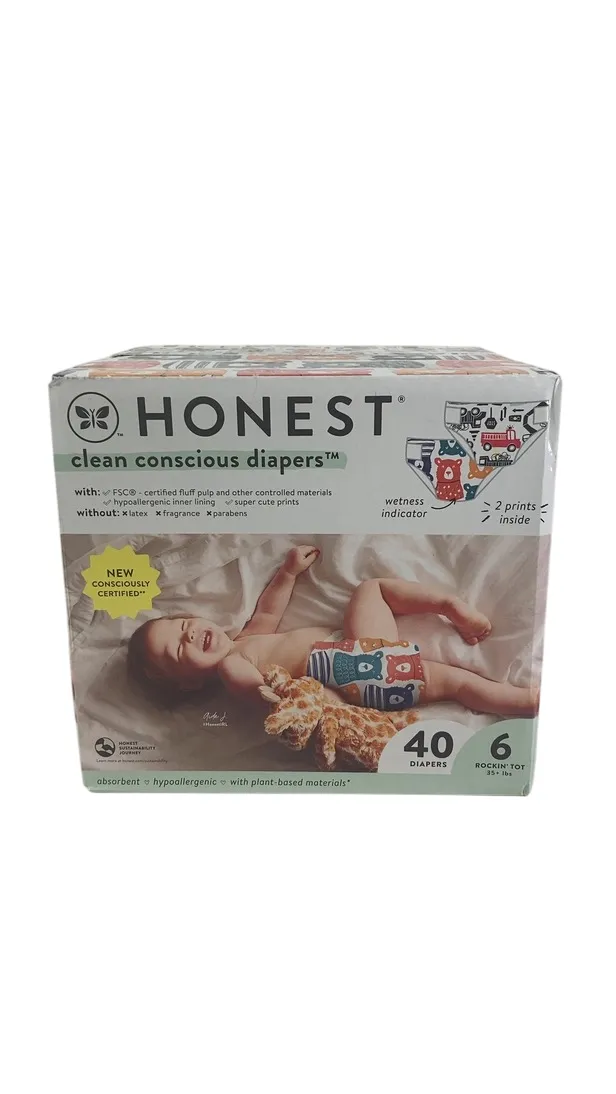 Honest Company Club Box Diapers, Size 6, Beary Cool/Big Trucks