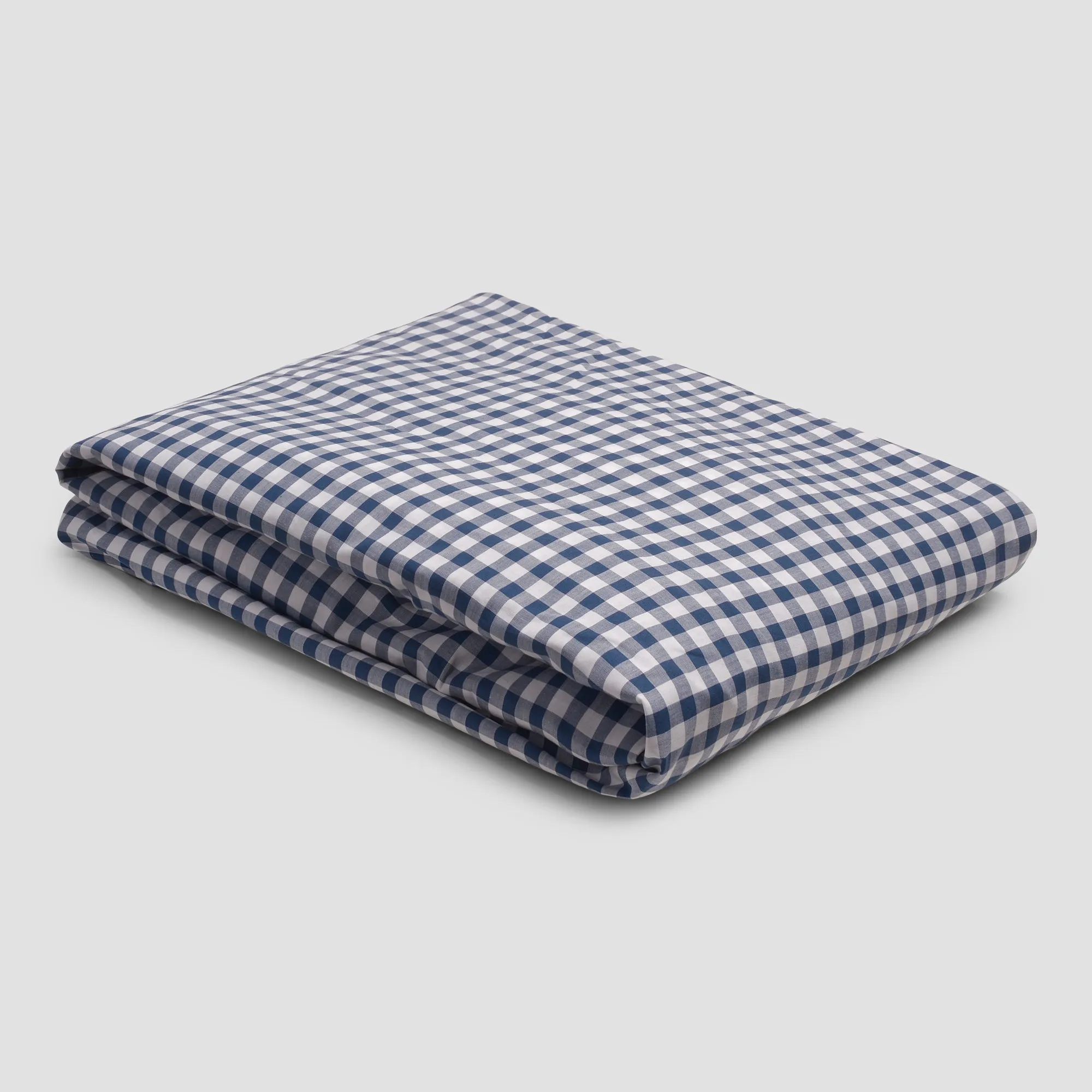 Indigo Small Gingham Cotton Fitted Sheet Piglet In Bed