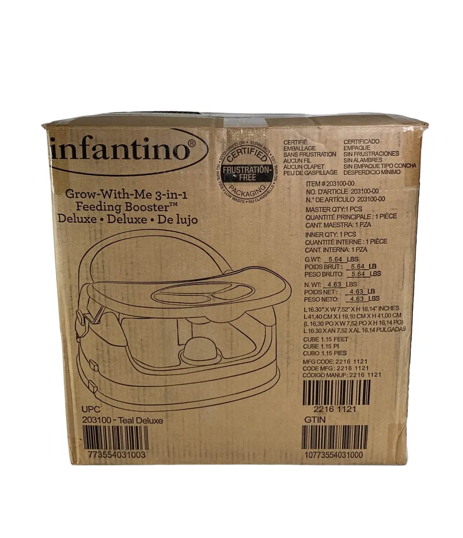 Infantino Grow With Me 4 In 1 Two Can Dine Deluxe Booster Seat, Teal