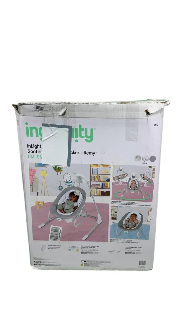 Ingenuity InLighten 2-in-1 Baby Swing And Rocker, Remy
