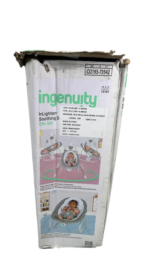 Ingenuity InLighten 2-in-1 Baby Swing And Rocker, Remy