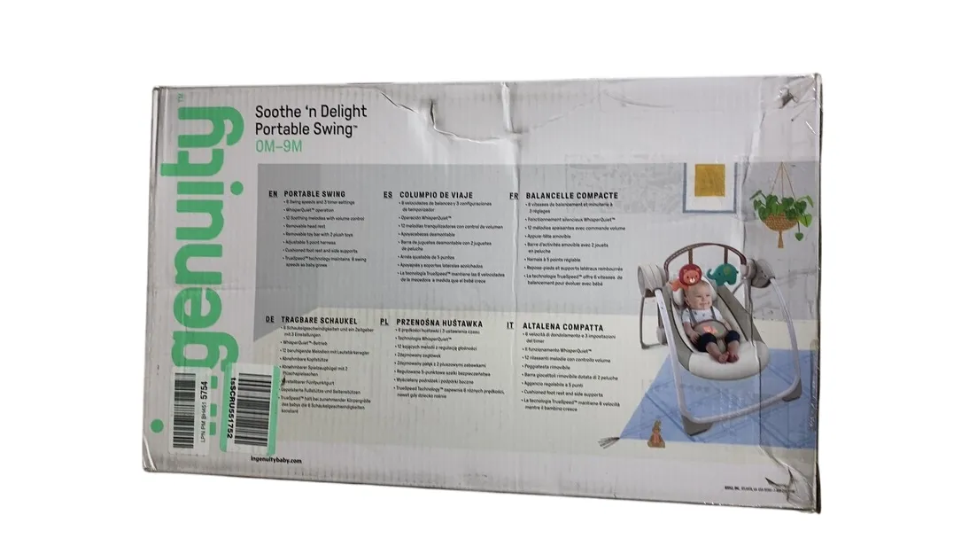 Ingenuity Soothe N Delight Portable Swing, Cozy Kingdom