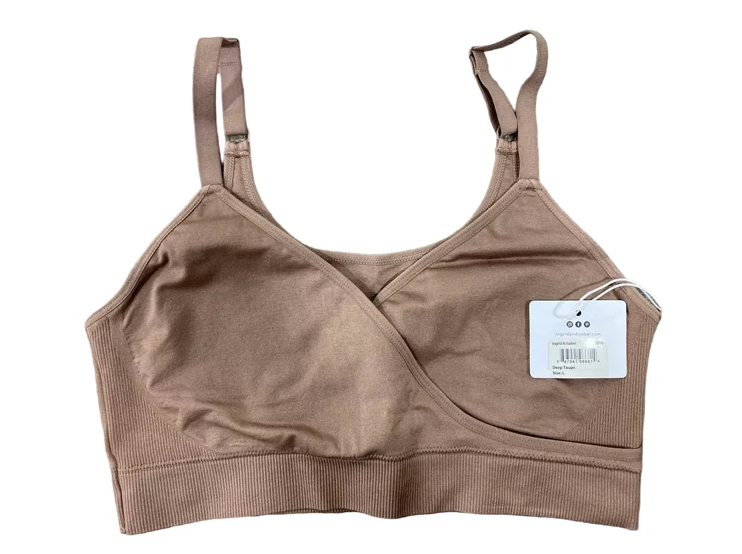 Ingrid & Isabel Cooling Crossover Nursing Bra, Deep Taupe, Large