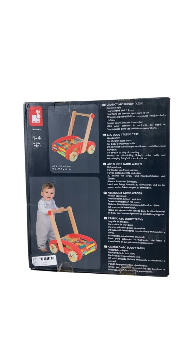 Janod ABC Wooden Trolley Push Cart