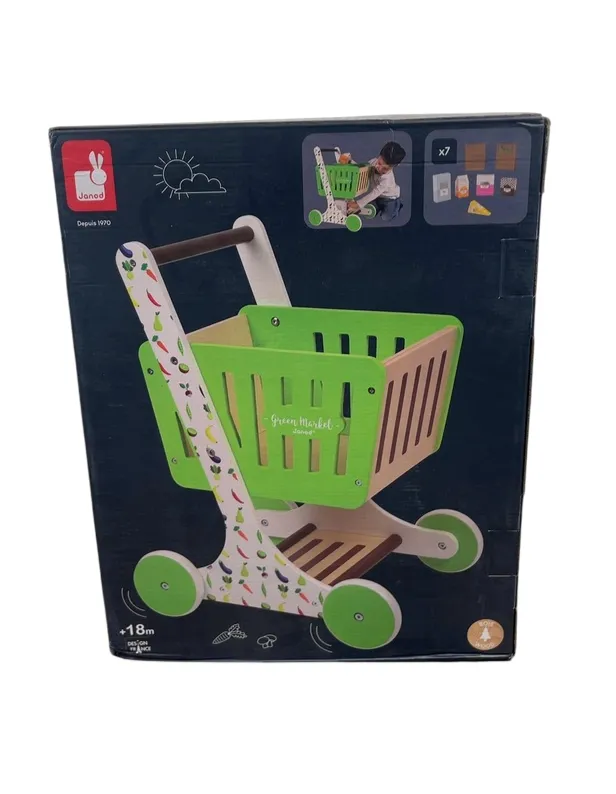 Janod Green Market Wooden Shopping Cart