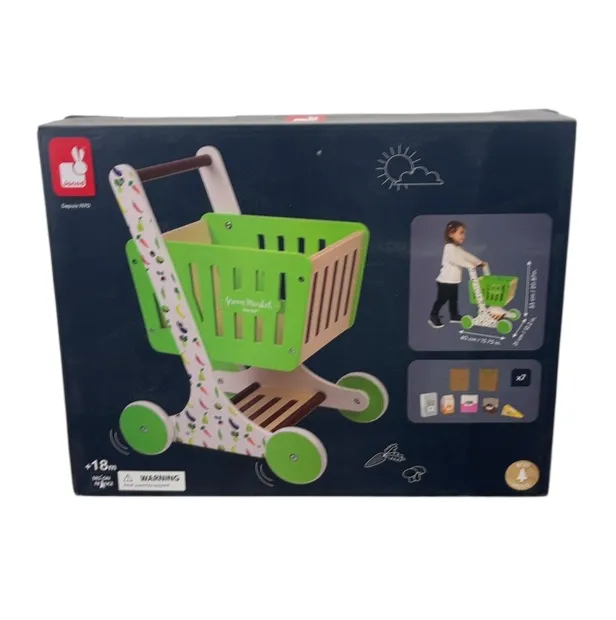 Janod Green Market Wooden Shopping Cart