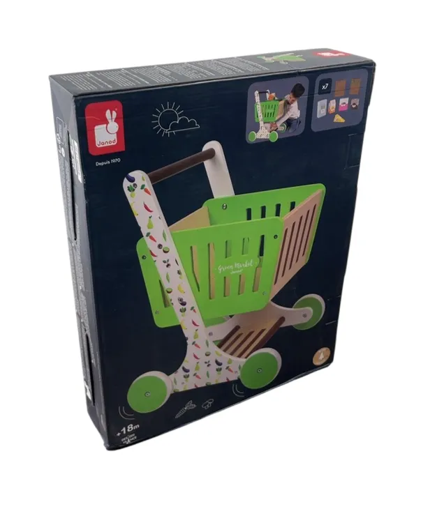 Janod Green Market Wooden Shopping Cart