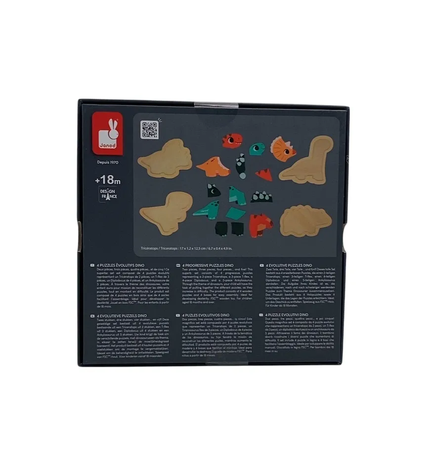 Janod Wood Dinosaur Progressive Puzzles