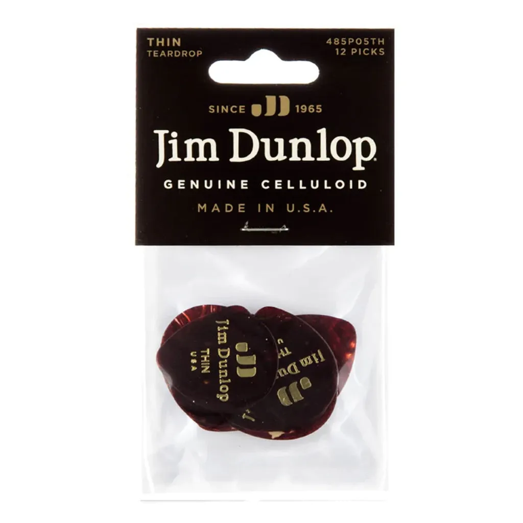 Jim Dunlop Celluloid "Shell Teardrop Classics" Thin - 12 Pack