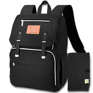 KeaBabies Explorer Diaper Backpack, Trendy Black
