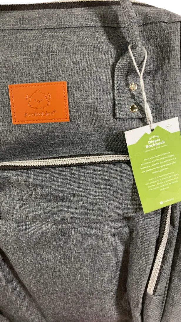 KeaBabies Original Diaper Backpack, Mystic Grey