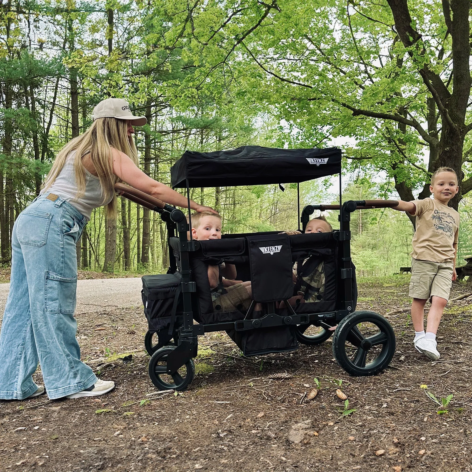 Keenz DUO The Dynamic 4 Passenger Stroller Wagon, Black