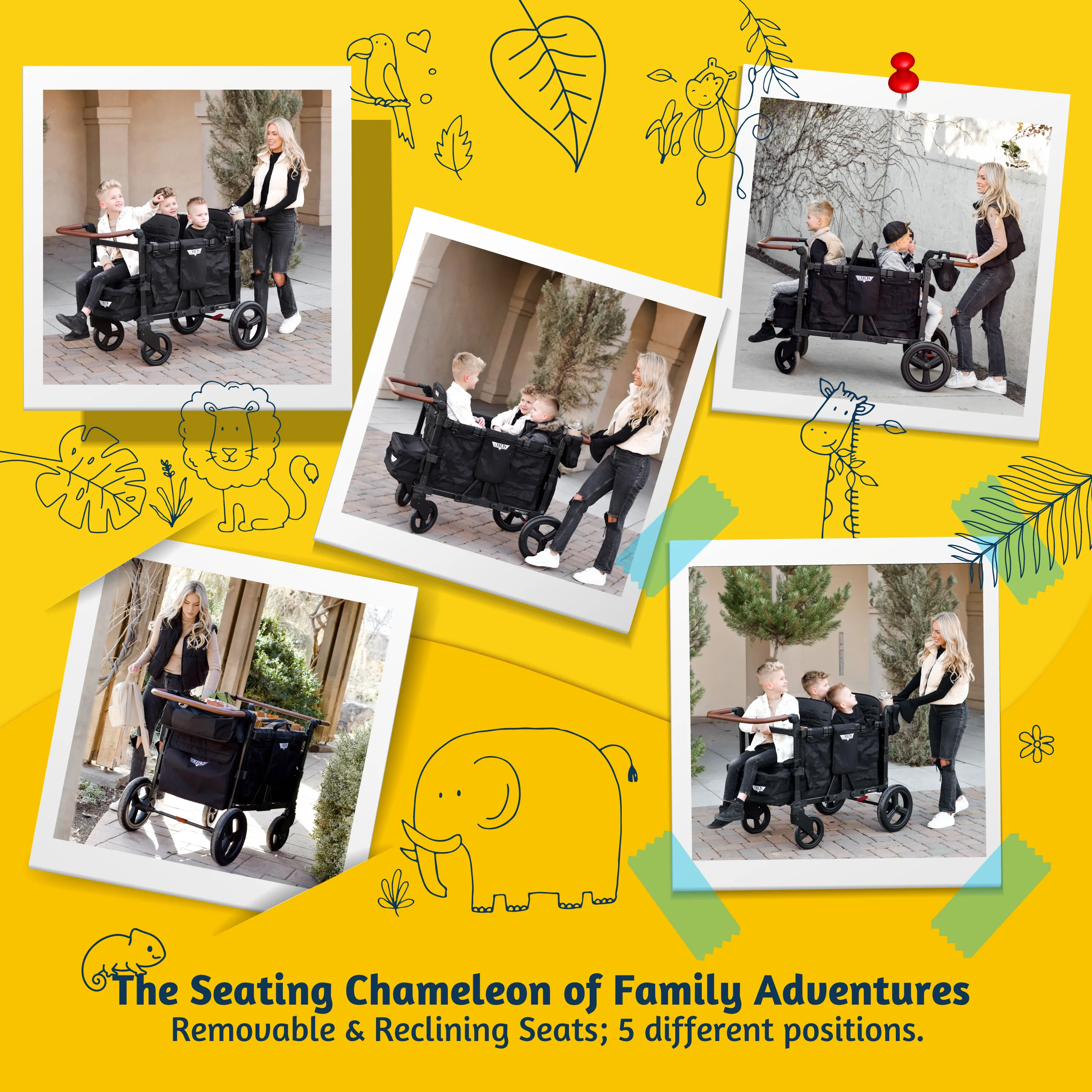 Keenz Vyo͞o The Seating Chameleon Stroller Wagon, 4 Passenger, Multiple Colors
