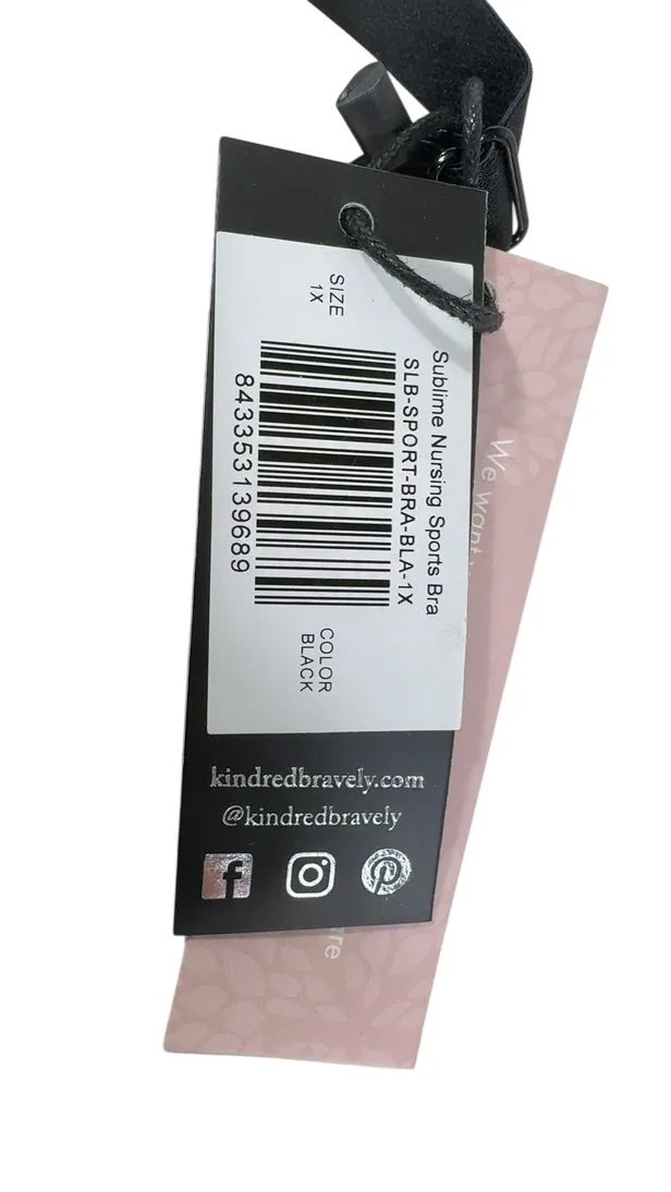 Kindred Bravely Sublime Nursing Sports Bra, Black, Regular, 1X