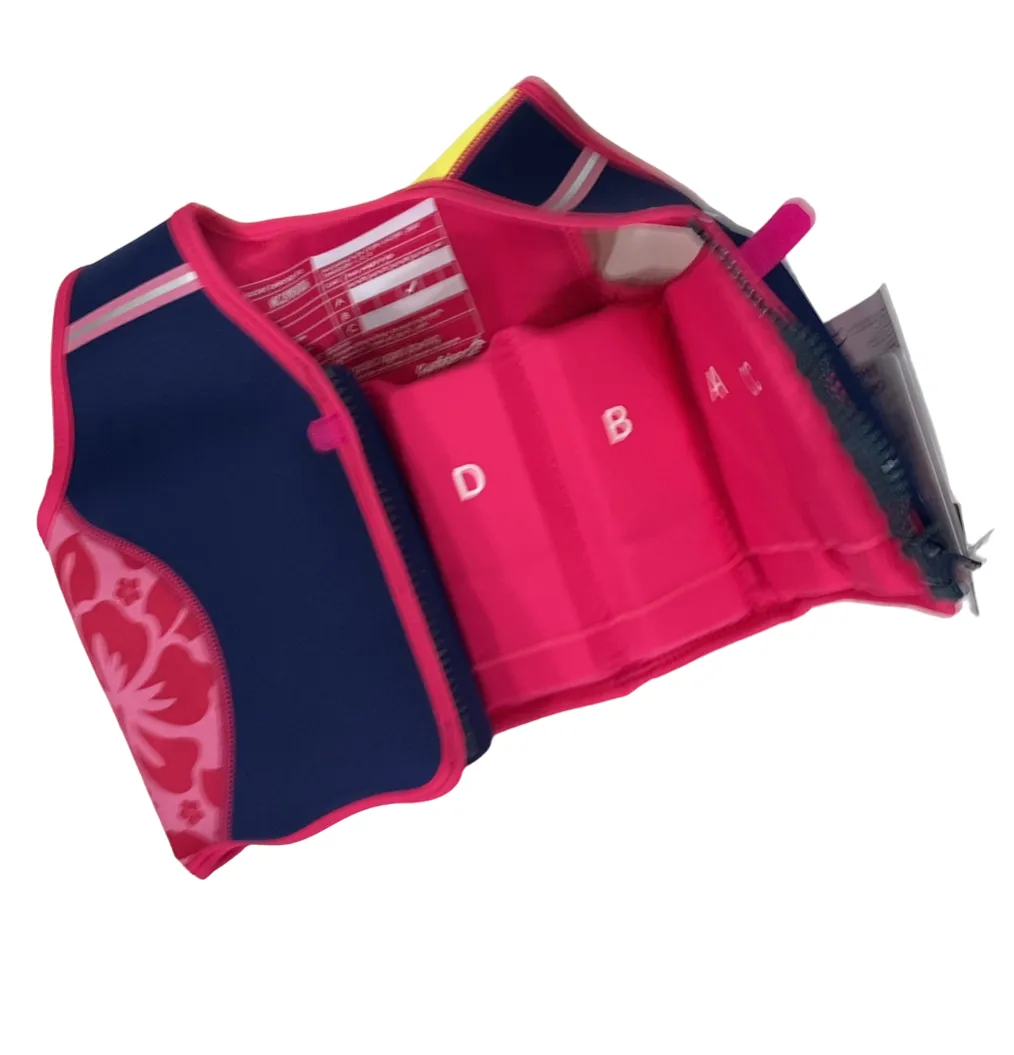 Konfidence Original Swim Jacket, Medium (3-5 years), Pink Hibiscus Oahu