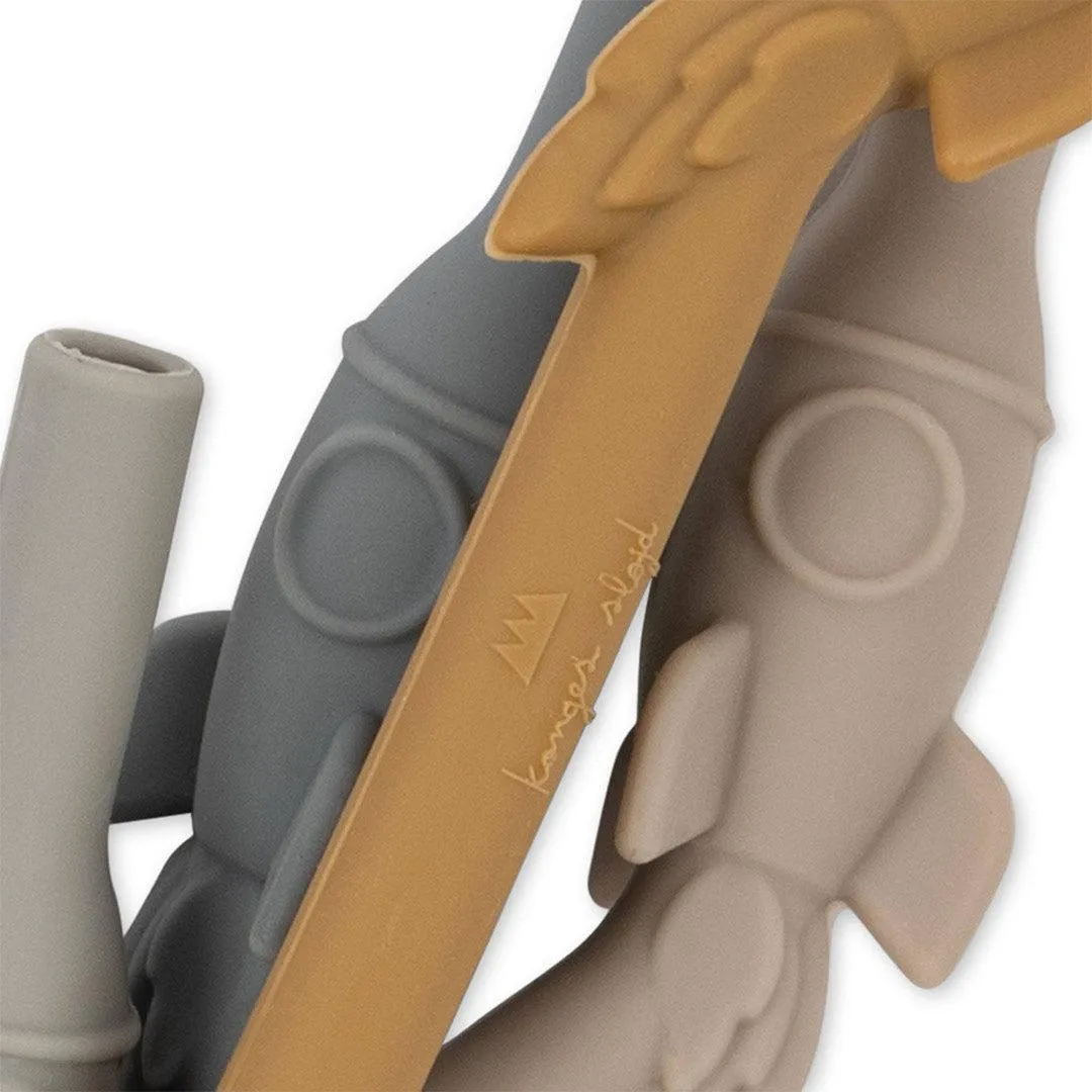 Konges Slojd Silicone Straws - Rocket - Quarry Blue Mix - 4 Pack