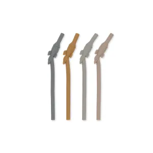 Konges Slojd Silicone Straws - Rocket - Quarry Blue Mix - 4 Pack