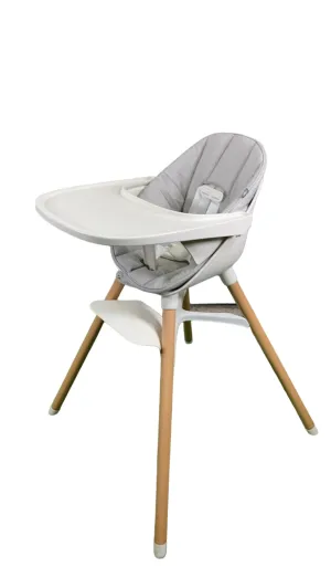 Lalo High Chair with Infant Kit, Coconut, Grey, Natural Wood