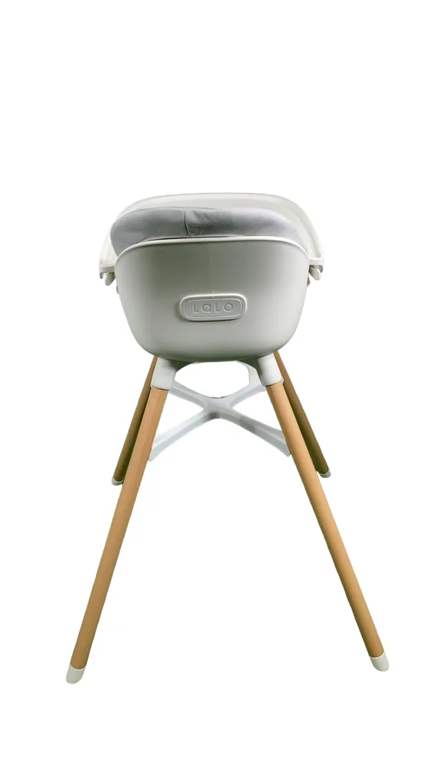 Lalo High Chair with Infant Kit, Coconut, Grey, Natural Wood