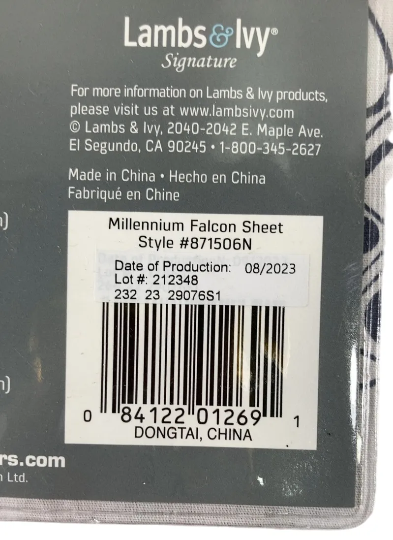 Lambs & Ivy Fitted Crib Sheet, Star Wars Millenium Falcon