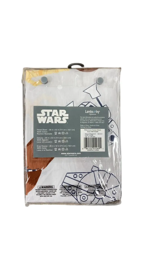 Lambs & Ivy Fitted Crib Sheet, Star Wars Millenium Falcon
