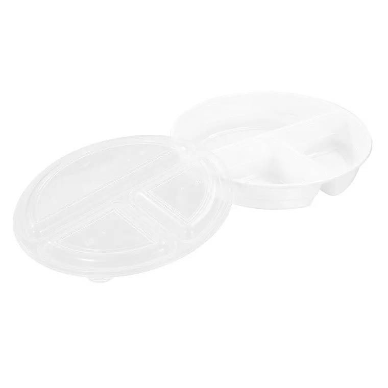 L&L 3 Section Food Container 1000ml, 8pk