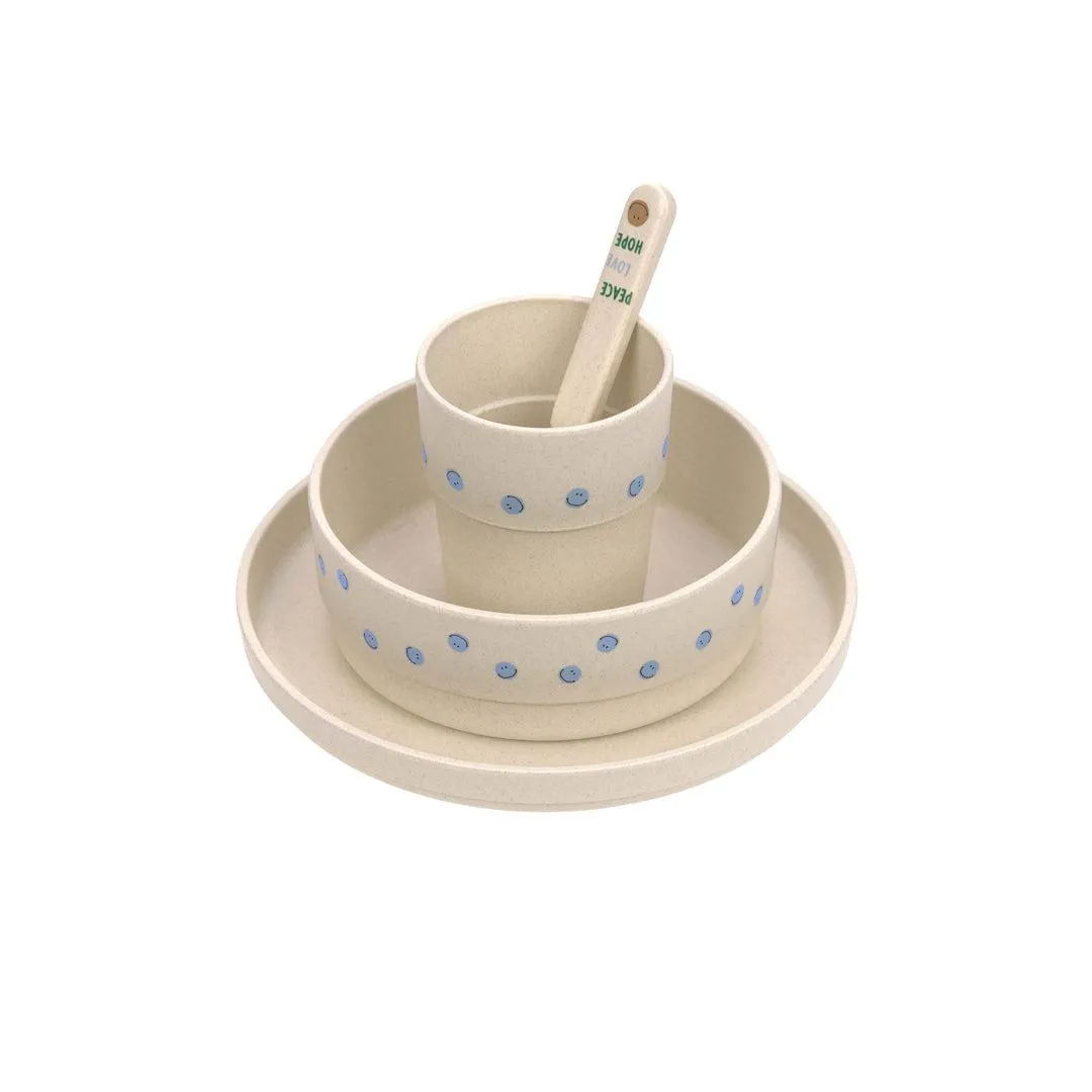 Lassig Cellulose Dish Set - Happy Rascals - Sky Blue - Smile