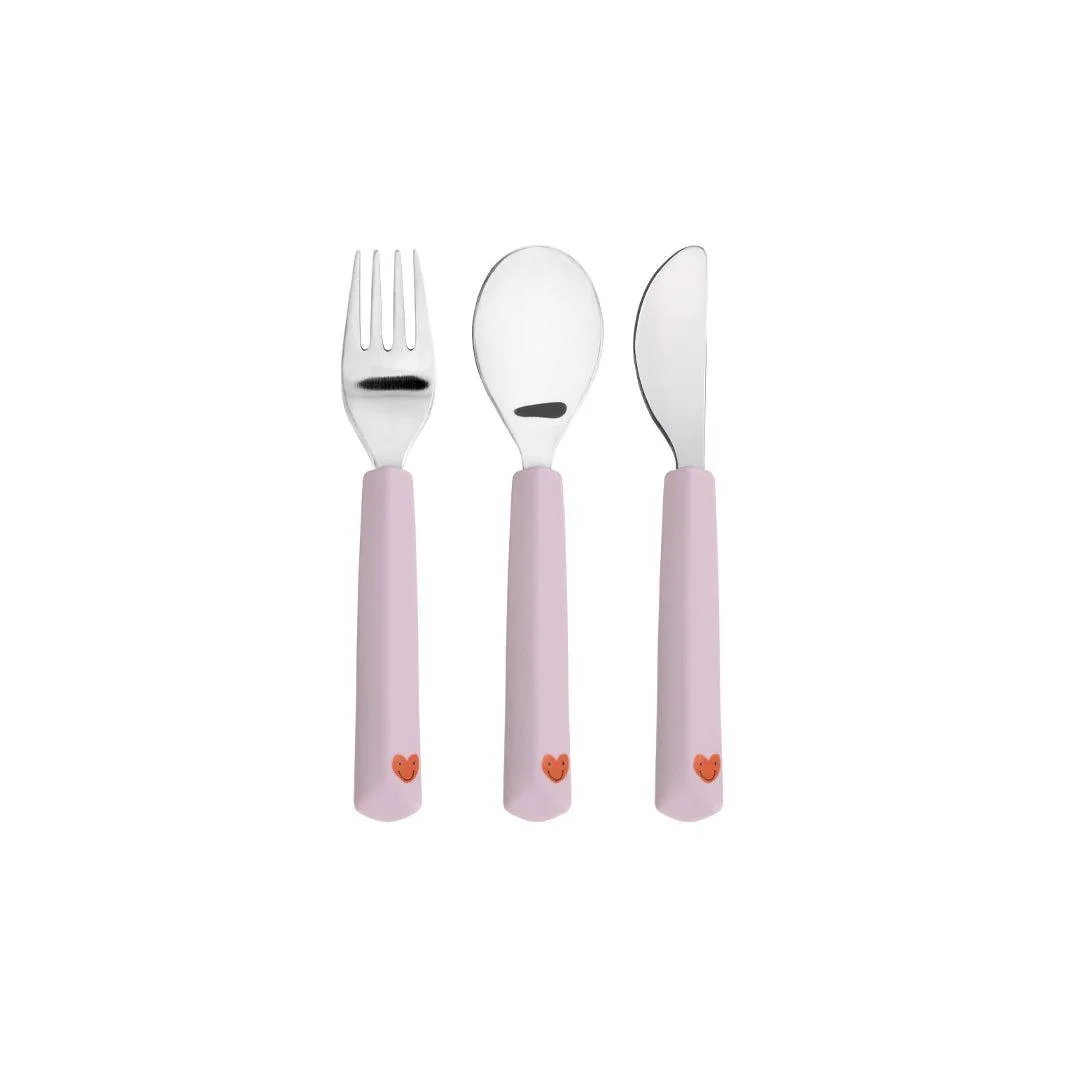 Lassig Cutlery With Silicone Handle - Happy Rascals - Lavender - Heart