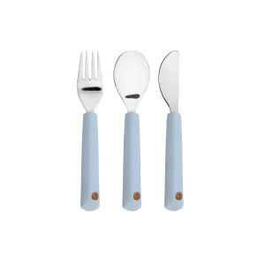 Lassig Cutlery with Silicone Handle - Happy Rascals - Smile Sky Blue