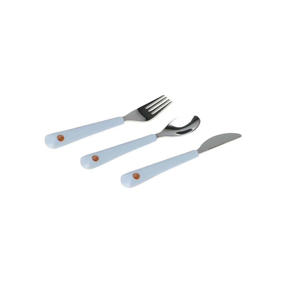 Lassig Cutlery with Silicone Handle - Happy Rascals - Smile Sky Blue