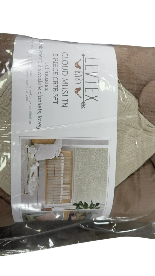 Levtex Baby Cloud Muslin 5 Piece Bedding Set, Cocoa