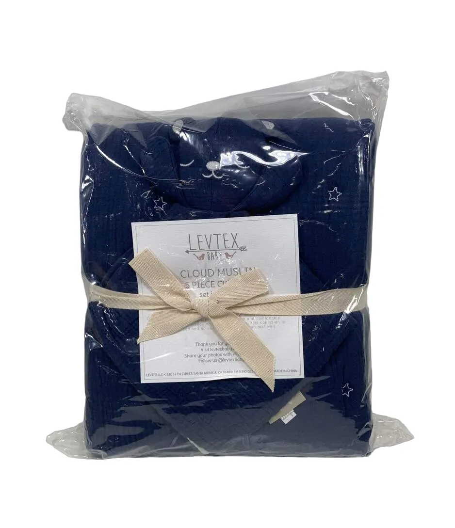 Levtex Baby Cloud Muslin 5 Piece Bedding Set, Navy
