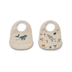 Liewood Tilda Printed Bib - 2 Pack - Sea Creature - Sandy
