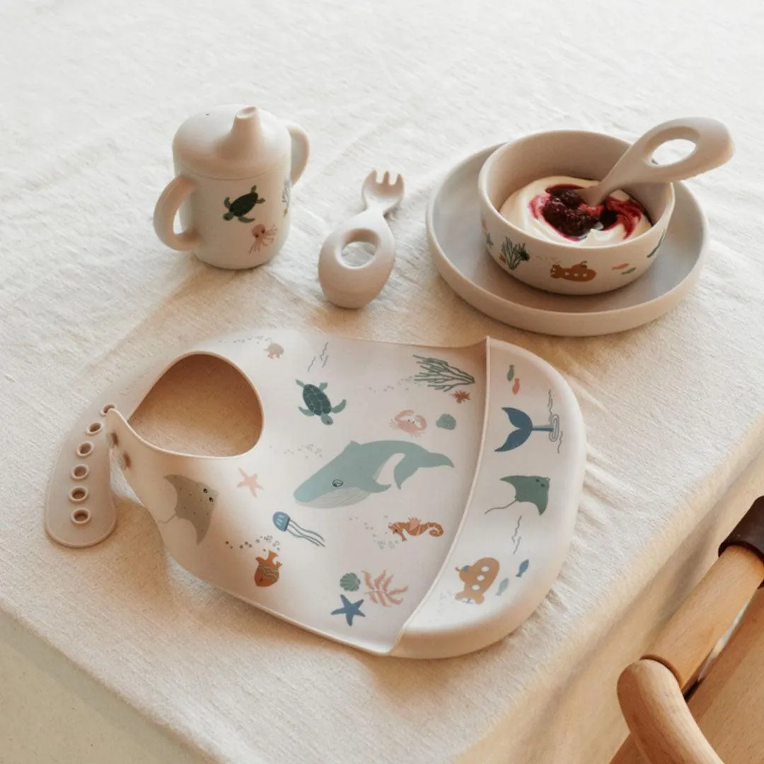 Liewood Tilda Printed Bib - 2 Pack - Sea Creature - Sandy